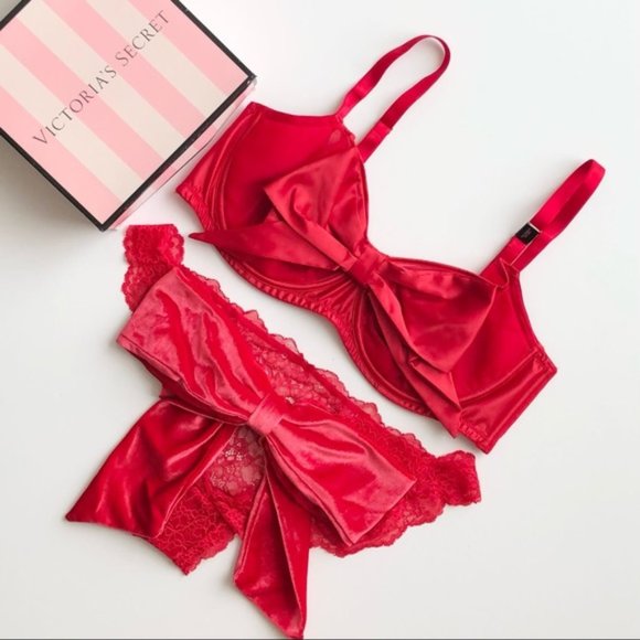 Victoria's Secret Other - 36DDD/XL Victoria’s Secret red bow lingerie set